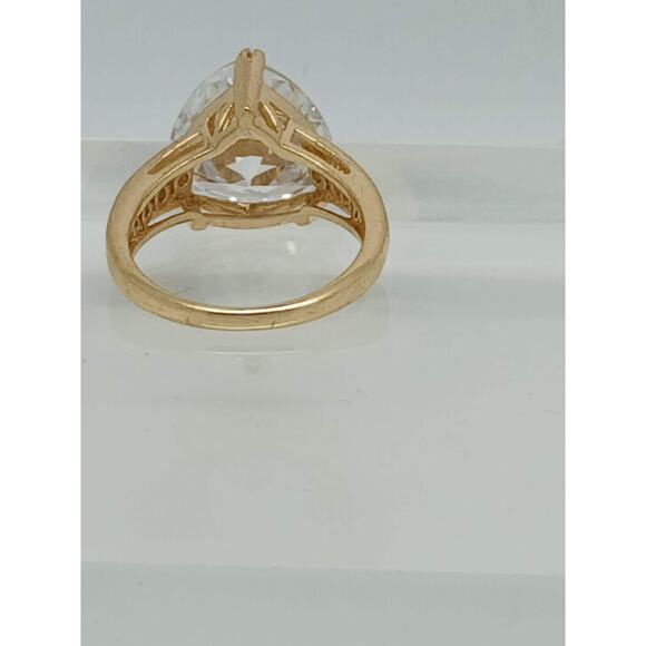 1990's Vintage Bold Trilliant Cut 8 CT Gold EP CZ Simulated Diamond Ring Size 7 - Picture 8 of 9